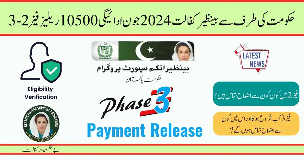 Benazir Kafalat 2024 June Payment 10500 Release Date in Phase 2-3 By Govt.