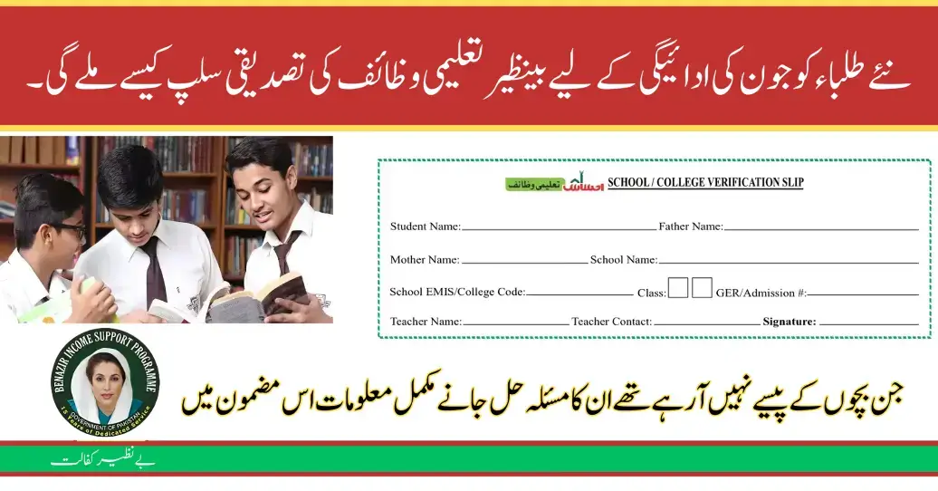How New Students Will Get Verification Slip By Benazir Taleemi Wazaif For June Payment