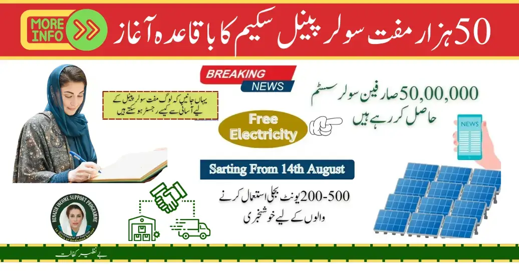 50000 Free Solar Panels Distribution Date Announced by Maryam Nawaz 2024