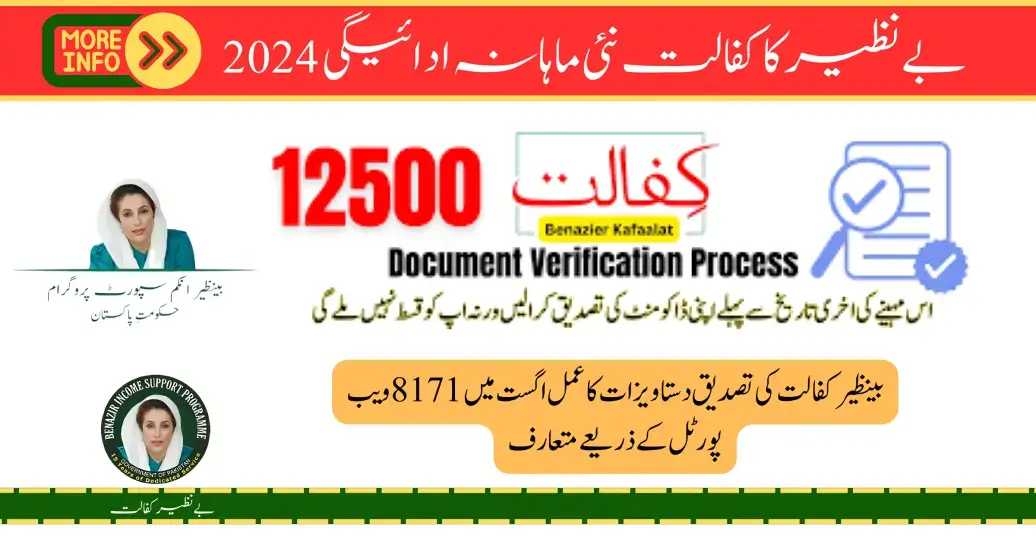 Benazir Kafaalat Verification Document Process for Assistance by 8171 Web Portal