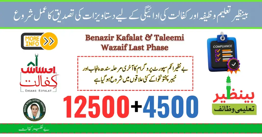 Document Verification Process Start For Benazir Taleemi Wazifa 4500 And Kafaalat 12500 Payment