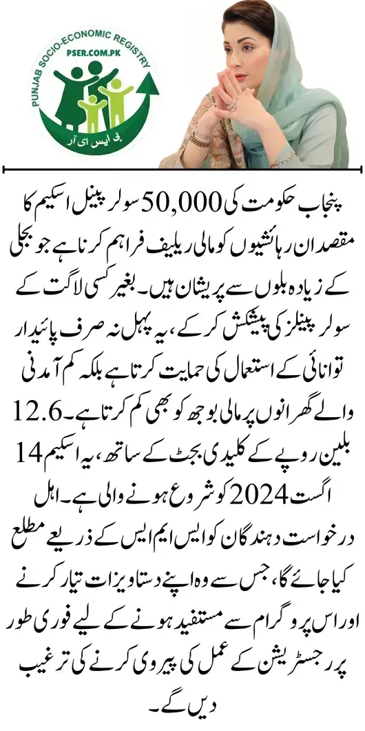 Good News: Maryam Nawaz Started 50000 Solar Panel Scheme From 14 August 2024